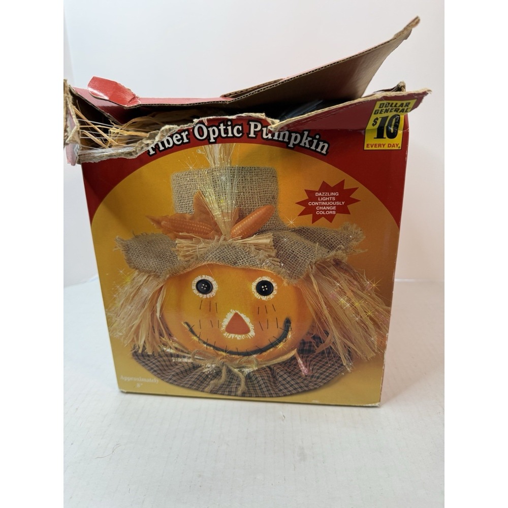 VTG Halloween Fiber Optic Pumpkin Jack O Lantern Light 8" IN BOX Autumn Best - Picture 10 of 12